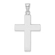 Large Block Cross with Open Back Charm Pendant in Real 14k White Gold