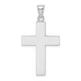 Large Block Cross with Open Back Charm Pendant in Real 14k White Gold