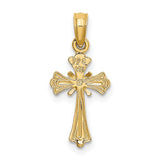 Engraved Small Cross X Center Charm Pendant in Real 14k Yellow Gold