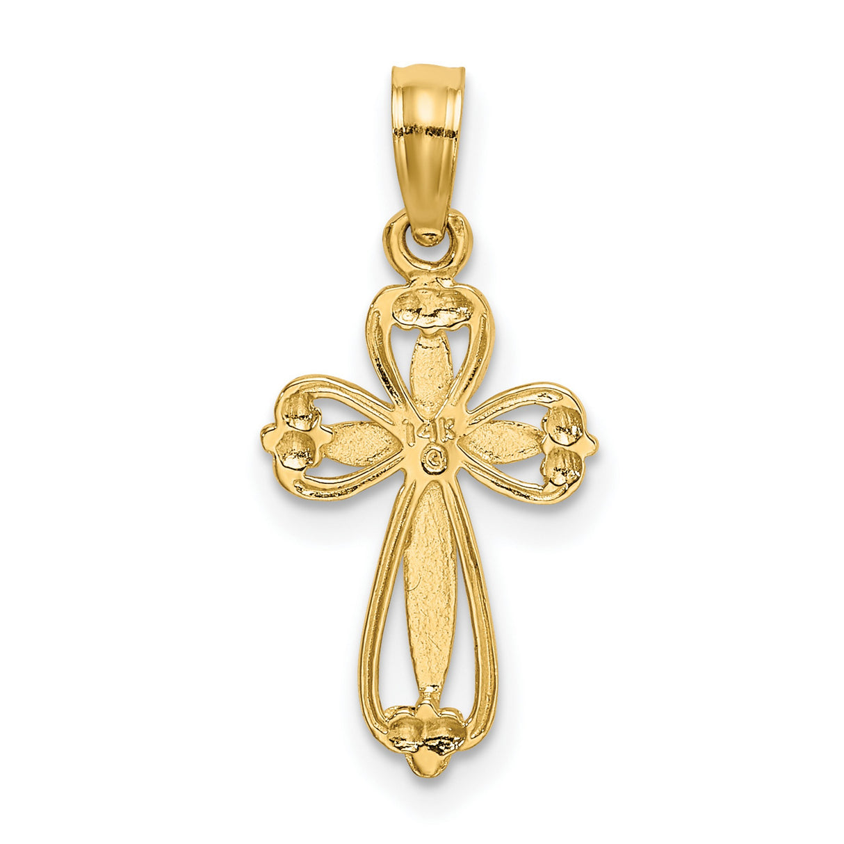 Polished and Cut-Out Engraved Cross Charm Pendant in Real 14k Yellow Gold