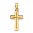 Polished Textured Cross Charm Pendant in Real 14k Yellow Gold