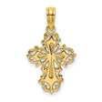 Cut-Out Delicate Cross Charm Pendant in Real 14k Yellow Gold