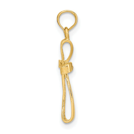 14k Yellow Gold Cross Pendant with Twisted Design and Beaded Center