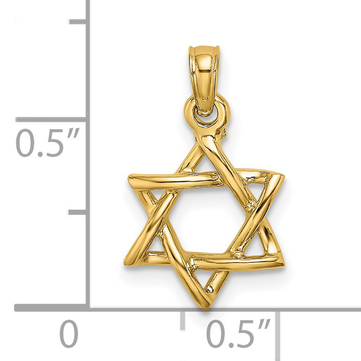 Polished Star Of David Charm Pendant in Real 14k Yellow Gold