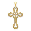 14k Yellow Gold Filigree Cross Pendant with Lace Cutout Design, Vintage Religious Jewelry