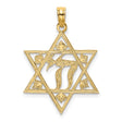 Textured Star Of David Charm Pendant in Real 14k Yellow Gold