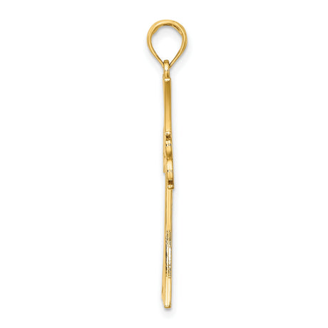 14k Yellow Gold Celtic Knot Cross Pendant with Triquetra Symbol and Openwork Design