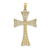 14k Yellow Gold Celtic Knot Cross Pendant with Triquetra Symbol and Openwork Design