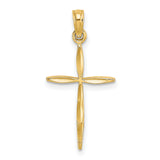 Tapered Ends Cross Charm Pendant in Real 14k Yellow Gold