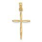 Tapered Ends Cross Charm Pendant in Real 14k Yellow Gold