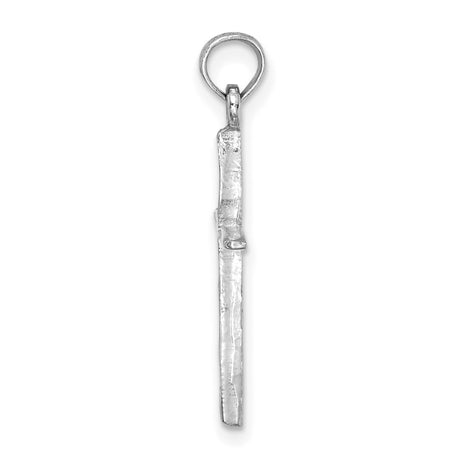14k White Gold Cross Pendant with Tapered Ends and Open Design for Men and Women