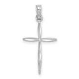 14k White Gold Cross Pendant with Tapered Ends and Open Design for Men and Women