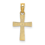 Small Textured Cross Charm Pendant in Real 14k Yellow Gold