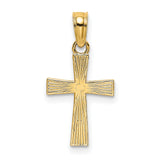 Small Textured Cross Charm Pendant in Real 14k Yellow Gold