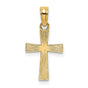 Small Textured Cross Charm Pendant in Real 14k Yellow Gold