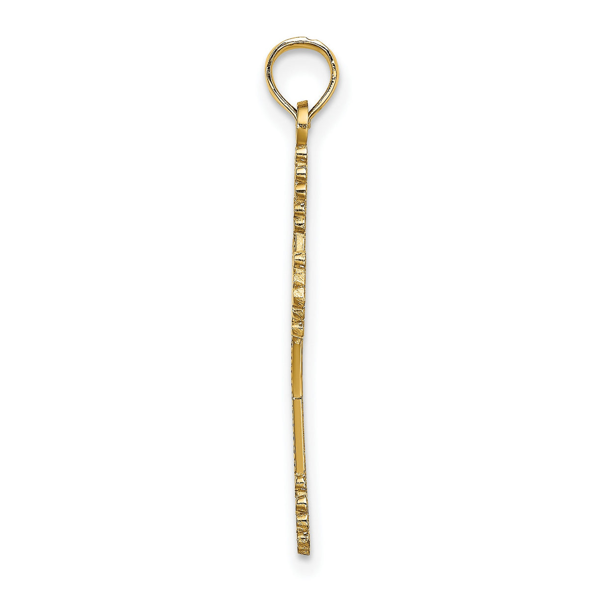 14k Yellow Gold Cross Pendant with Floral Motif, Baroque Design, and Heart Center