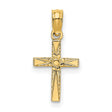 14k Yellow Gold Cross Pendant with Floral Detail, Polished Religious Charm