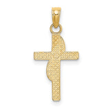 14k Yellow Gold Cross Pendant with Slim Smooth Design, Mirror Finish, Unisex Religious Charm
