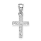 Center Mini Cross Charm Pendant in Real 14k White Gold