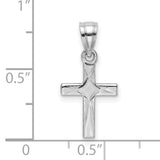 Center Mini Cross Charm Pendant in Real 14k White Gold