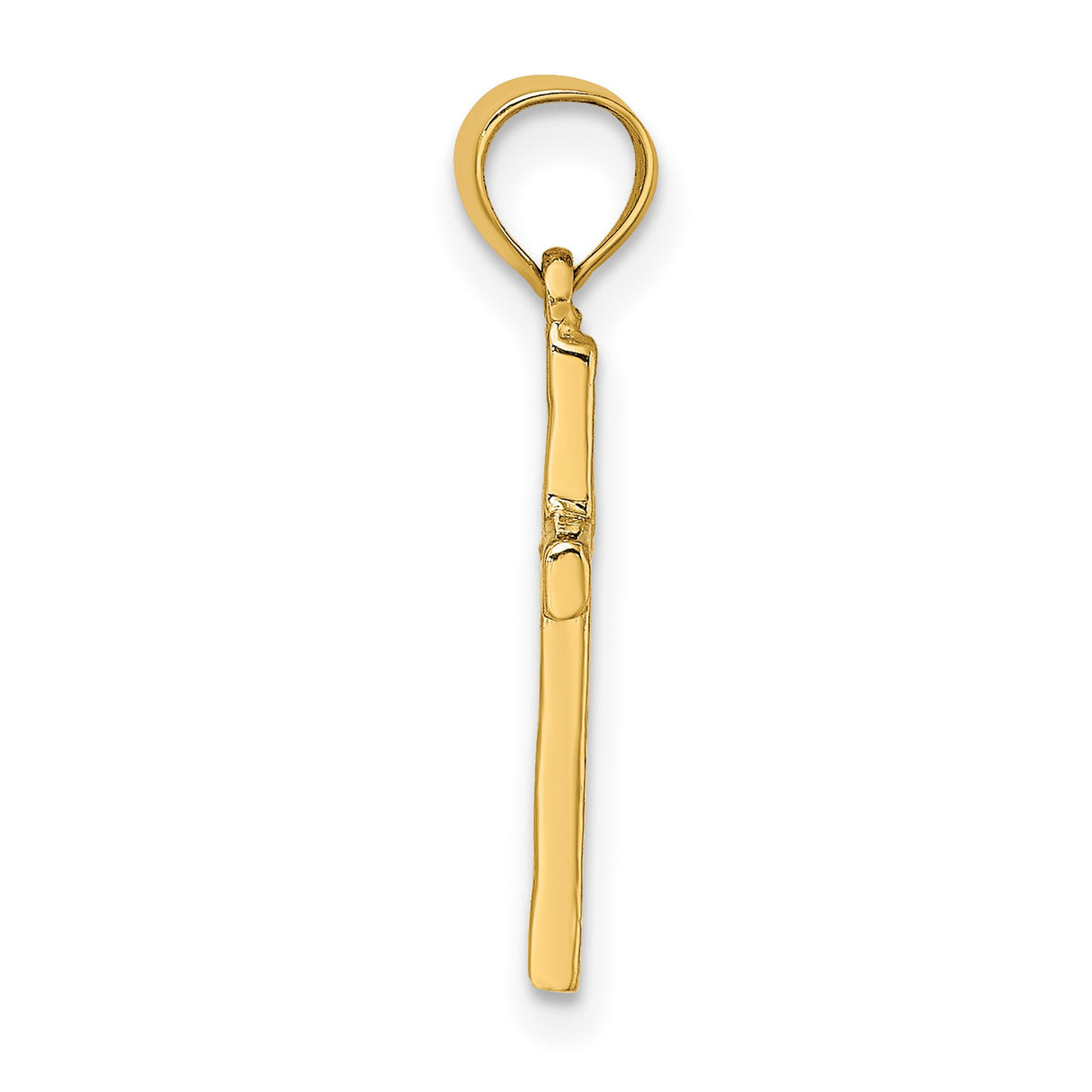 Polished and Engraved Cross Heart Center Charm Pendant in Real 14k Yellow Gold