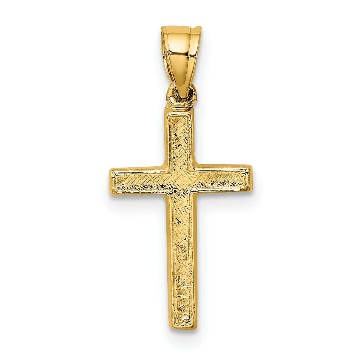 Polished and Engraved Cross Heart Center Charm Pendant in Real 14k Yellow Gold