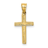 Polished and Engraved Cross Heart Center Charm Pendant in Real 14k Yellow Gold