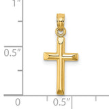 Polished Cross Charm Pendant in Real 14k Yellow Gold