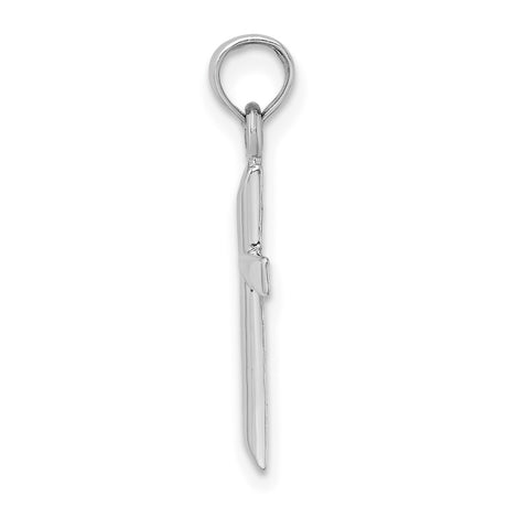 14k White Gold Cross Pendant, Polished Beveled Religious Charm for Men and Women