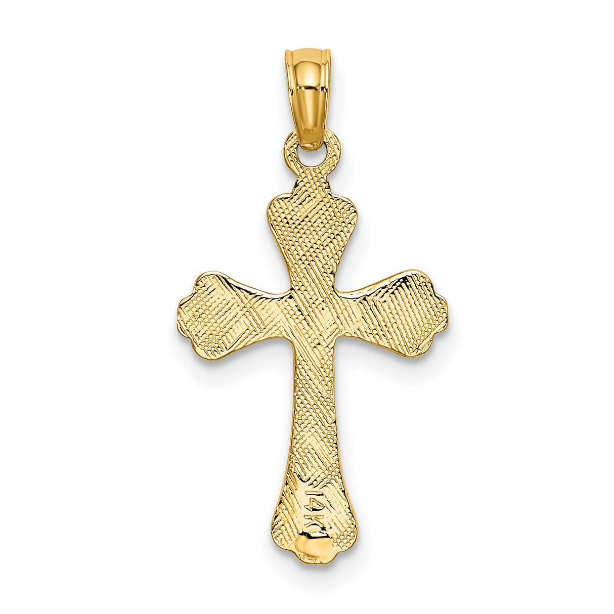 Polished Engraved Cross Charm Pendant in Real 14k Yellow Gold