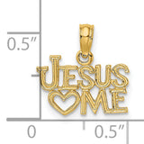 Polished Engraved JESUS HEART ME Charm Pendant in Real 14k Yellow Gold