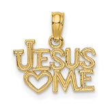 Polished Engraved JESUS HEART ME Charm Pendant in Real 14k Yellow Gold