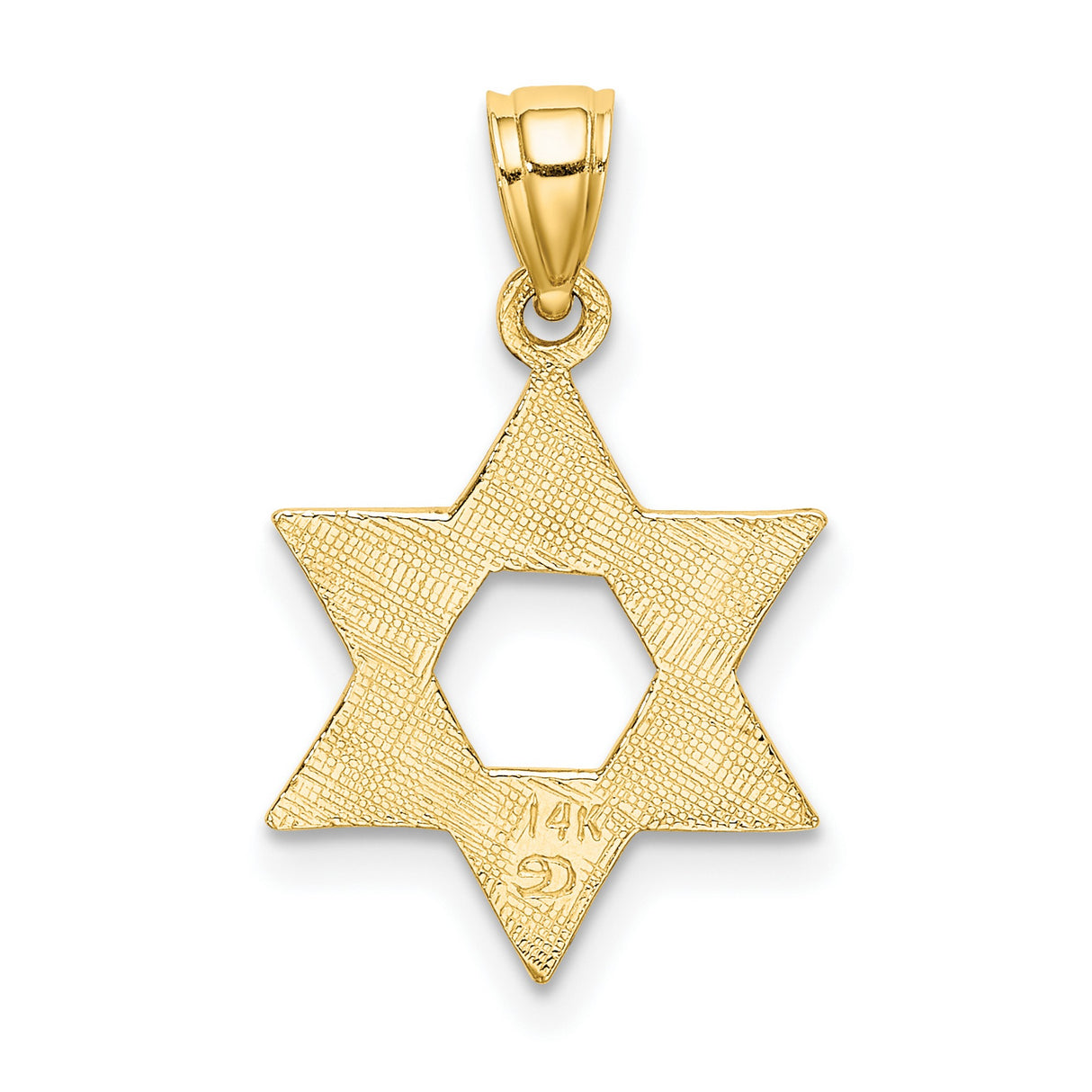 Engraved Swirls Star Of David Charm Pendant in Real 14k Yellow Gold