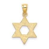 Engraved Swirls Star Of David Charm Pendant in Real 14k Yellow Gold