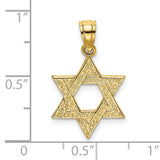 Engraved Swirls Star Of David Charm Pendant in Real 14k Yellow Gold