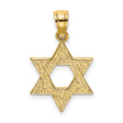 Engraved Swirls Star Of David Charm Pendant in Real 14k Yellow Gold