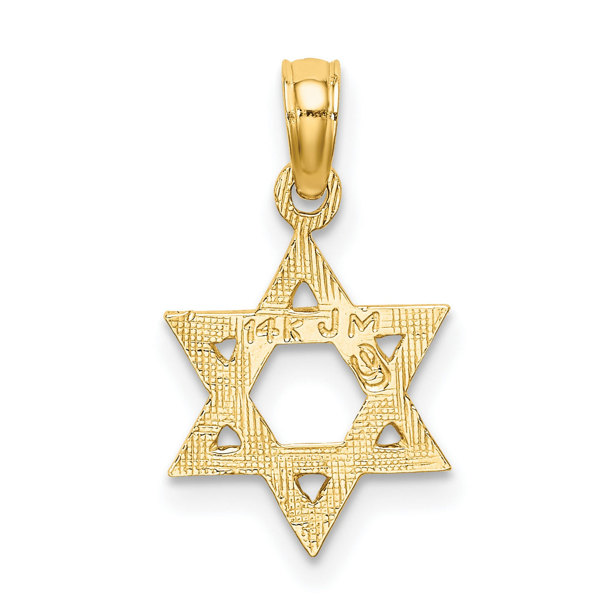 Engraved Star Of David Charm Pendant in Real 14k Yellow Gold