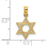 Engraved Star Of David Charm Pendant in Real 14k Yellow Gold