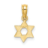 Mini Star Of David Engraved Swirl Charm Pendant in Real 14k Yellow Gold