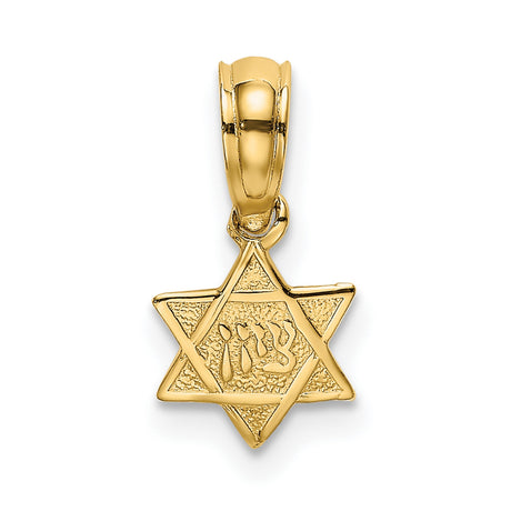 Engraved Mini Star Of David Charm Pendant in Real 14k Yellow Gold