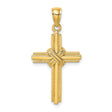14k Yellow Gold Cross Pendant with Milgrain Detailing and Beaded Center Design
