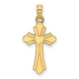 Polished Cross Heart Charm Pendant in Real 14k Yellow Gold