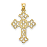 Delicate Cut-Out Cross Charm Pendant in Real 14k Yellow Gold