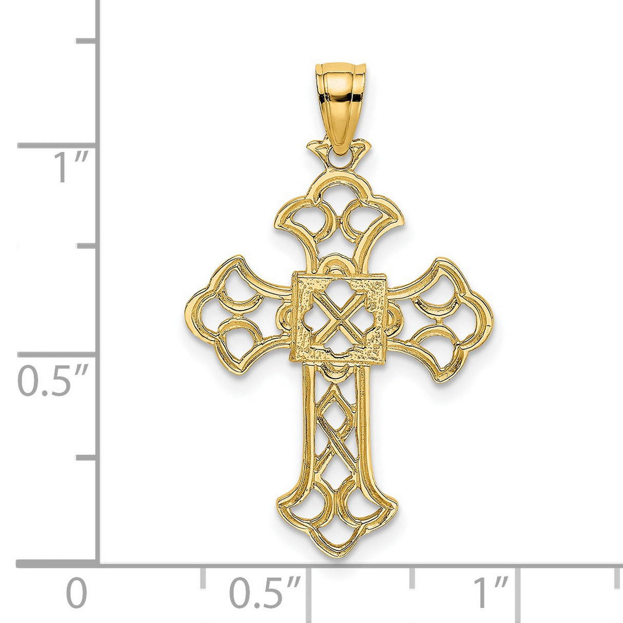 Delicate Cut-Out Cross Charm Pendant in Real 14k Yellow Gold