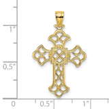 Delicate Cut-Out Cross Charm Pendant in Real 14k Yellow Gold