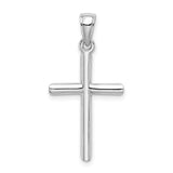 14k White Gold Cross Pendant, Modern Cylinder Tube Design, Unisex Religious Jewelry