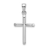 14k White Gold Cross Pendant, Modern Cylinder Tube Design, Unisex Religious Jewelry