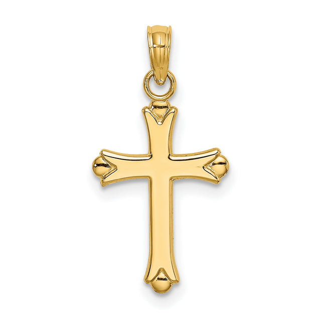 Polished Cross Charm Pendant in Real 14k Yellow Gold