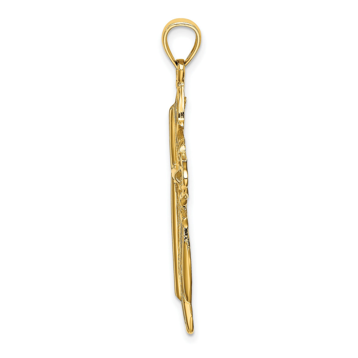 14k Yellow Gold Cross Pendant with Textured Milgrain and Openwork Filigree Design