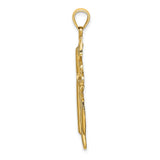 14k Yellow Gold Cross Pendant with Textured Milgrain and Openwork Filigree Design